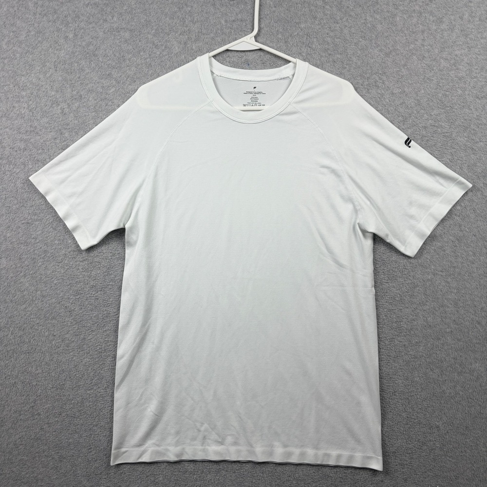 Fabletics Shirt Mens Large White Seamless Performance Athletic Short Sleeve Tee